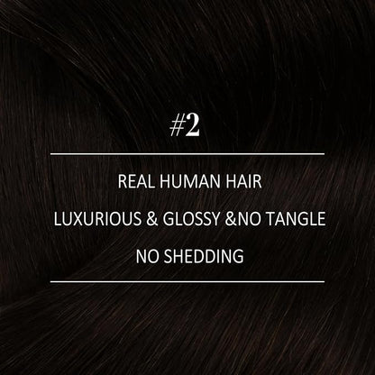 YoungSee Clip in Hair Extensions Human Hair Brown Clip in Real Hair Extensions Darkest Brown Clip in Hair Extensions Real Human Hair Brown Blend Seamlessly with Natural Hair 24In 120G 7Pcs