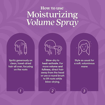 Fable & Mane Moisturizing Volume Spray, Softens and Plumps for Thicker, Fuller Hair. Non-sticky, Heat Protection, Root Lift Spray for Fine Hair