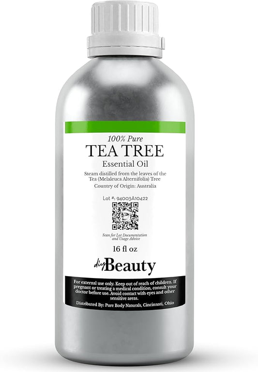 Bulk Tea Tree Oil - 16 Fl Oz Large Size Big Bottle - 100% Pure & Organic Tea Tree Oil for Skin, Hair, Face, and Scalp - Steam Distilled