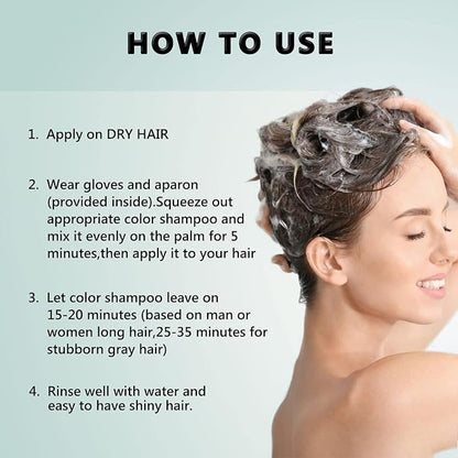 Instant Black Hair Shampoo for Gray Hair - Herbal Black Hair Dye Shampoo 3 in 1 for Women & Men,16.90 Fl Oz Black Hair Dye, Long lasting Black Shampoo, Champu Para Canas & Shampoo Para Canas(Black)