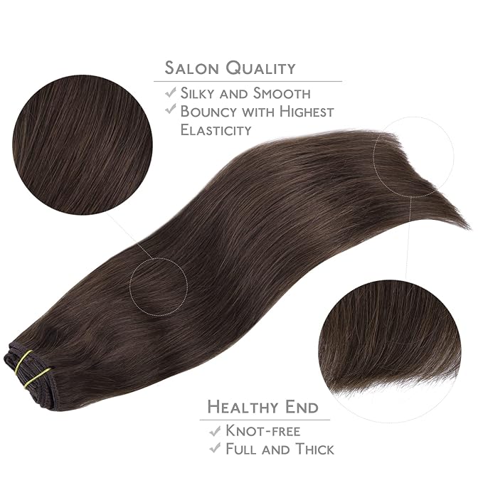 WENNALIFE Clip in Hair Extensions Real Human Hair, 22 Inch 120g 7pcs Light Dark Brown Hair Extensions Clip in Human Hair Remy Clip in Hair Extensions Real Human Hair Double Weft