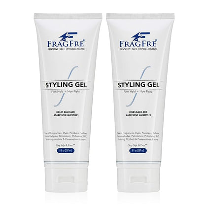 Firm Hold Hair Gel Fragrance Free 8 oz (2-Pack Gift Set) - Strong Styling Gel for Aggressive Hair Styles - Paraben Free Hypoallergenic Sensitive - Non-Irritating Vegan Gluten Free