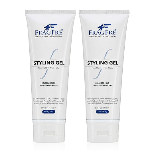 Firm Hold Hair Gel Fragrance Free 8 oz (2-Pack Gift Set) - Strong Styling Gel for Aggressive Hair Styles - Paraben Free Hypoallergenic Sensitive - Non-Irritating Vegan Gluten Free