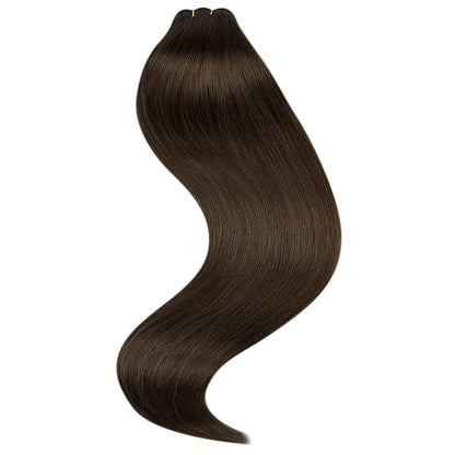 Full Shine Weft Human Hair Brown Sew in Real Hair Extensions #2 Dark Brown Weft Extensions Real Bundles for Women 105g 20 Inch