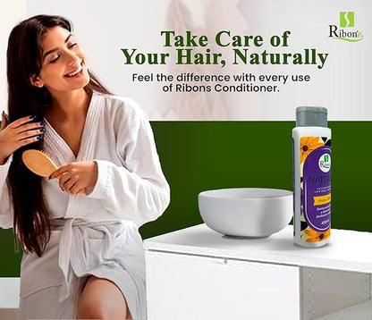 Ribon's Conditioner 450ml - Nourishing Hair Conditioner for Women, Moisturizing & Detangling, Prevents Hair Loss, 100% Natural, Floral Scent, Sulfate & Paraben-Free, Hair Care Treatment with aloe vera