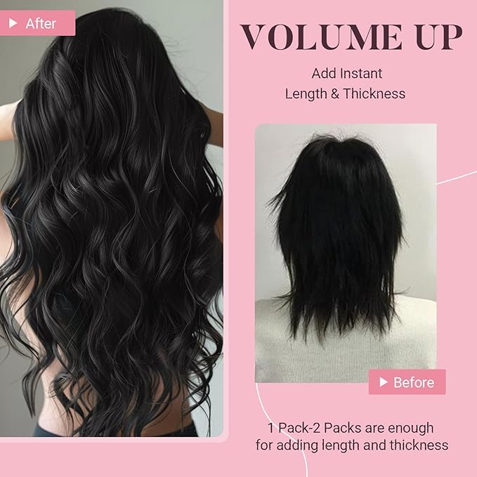 MAXITA Sew in Hair Extensions Real Human Hair Natural Black Weft Hair Extensions 22 inch 110g human hair weft extensions Double Weft Soft Silky Straight hair extensions sew in