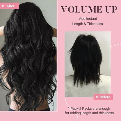 MAXITA Sew in Hair Extensions Real Human Hair Natural Black Weft Hair Extensions 22 inch 110g human hair weft extensions Double Weft Soft Silky Straight hair extensions sew in