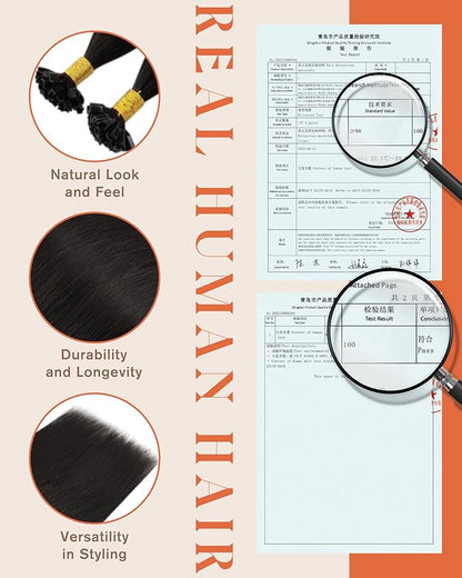 Sunny Hair Ktip Human Hair Extensions 18inch K Tip Hair Extensions Human Hair Dark Brown Keratin Real Human Hair Extensions for a Fuller Look 50g