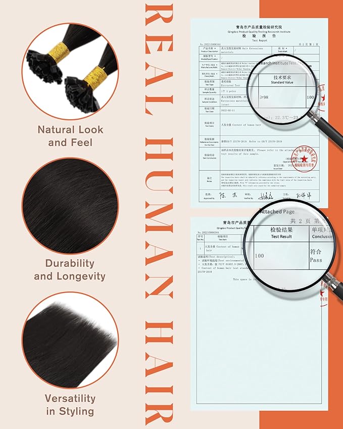 Sunny Hair K Tip Hair Extensions Real Human Hair Dark Brown Keratin Tip Hair Extensions Human Hair 16inch Ktip Extensions Natural-Looking 50g