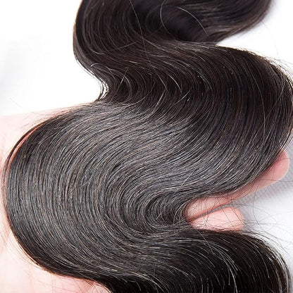 #1B Human Hair Bundles Body Wave Bundles 32 34 Inch 2 Bundles Unprocessed Brazilian Virgin Hair Weave 50 Grams Per Bundle Body Wave Bundle Human Hair Extensions Natural Color