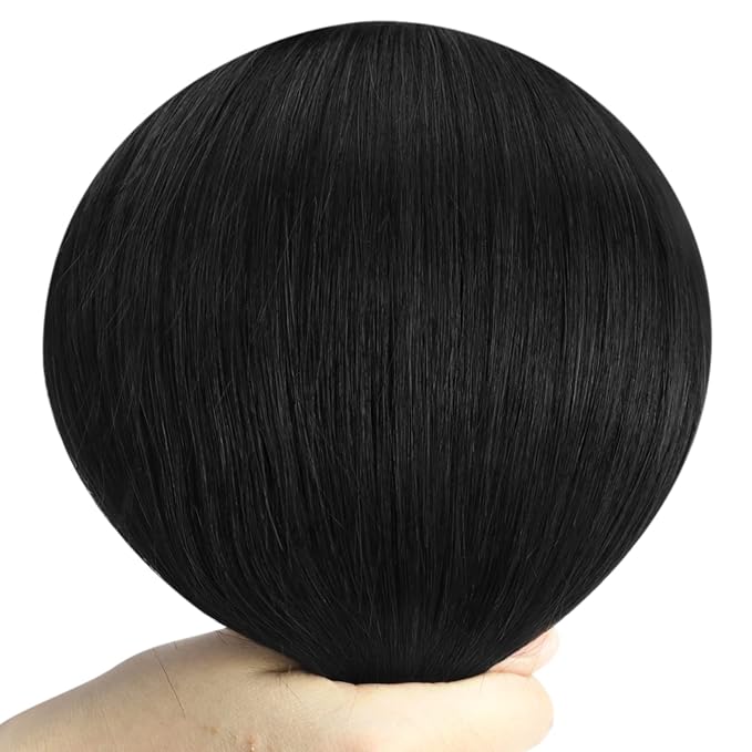 YoungSee 24inch Clip in Hair Extensions Human Hair Black Human Hair Extensions Clip ins Jet Black Blend Natural with Own Hair 24Inch 120G 7Pcs