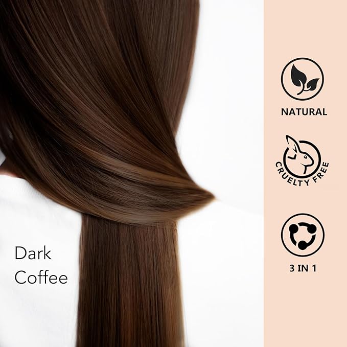 Dark Coffee Hair Dye Shampoo 3 in 1, Natural Brown Hair Color for Men & Women, Long Lasting Shampoo Para Canas for All Hair Types, Easy to Use Herbal Brown Dye, 16.9 Fl Oz (Dark coffee)