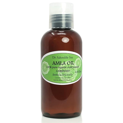 Dr Adorable - 4 oz - Organic AMLA OIL UNREFINED - 100% Pure Cold Pressed Extra Virgin for Healthy Hair and Moisturized Scalp