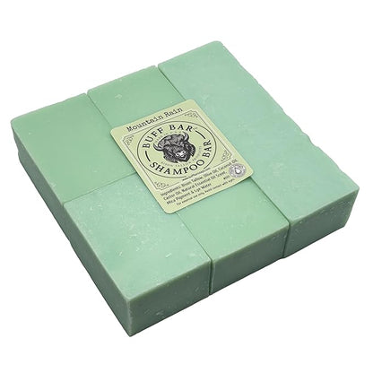 Pure Bison Tallow Buff Shampoo Bar, Mountain Rain, (6 pack) - Scents of Sea Salt, Moss, & Freesia - Cleans, Moisturizes, Naturally Derived, No Dyes, No Chemicals, No Preservatives