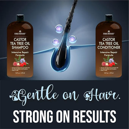 Castor Tea Tree Shampoo Conditioner - An Anti Hair Loss Set Thickening formula For Hair Regrowth, Anti Thinning Sulfate Free For Men & Women Anti Dandruff Treatment - 16 oz
