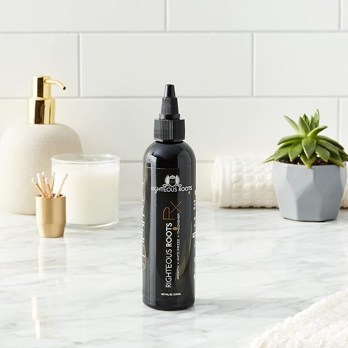 Righteous Roots Rx Hair Oil for Hair Growth, Anti Frizz and Thickener Best for Curly, Wavy Natural Hair and Beards. 4fl oz (Previously known as Hair RX)