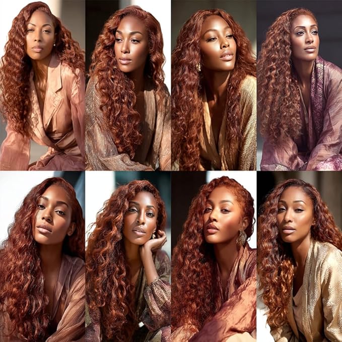 Red Brown Deep Wave Bundles Color 33 Deep Curly Wave Human Hair Bundles 8a Grade Brazilian Human Hair Soft and Silky for Women 12 14 16 Inch