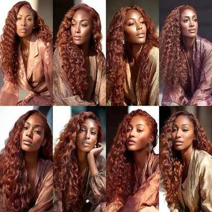 Red Brown Loose Deep Wave Bundles Color 33 Deep Wave Bundles 8a Grade Brazilian Human Hair Wet and Wavy Soft Silky for Black Women 8 10 12 Inch