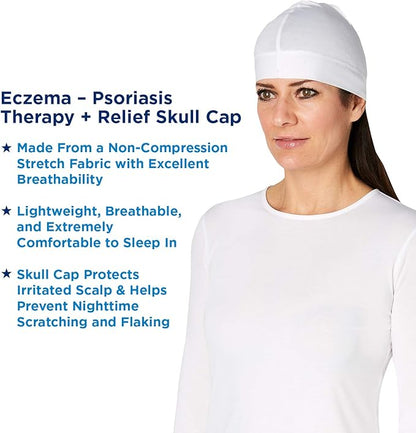 Eczema - Psoriasis Therapy + Relief Skull Sleep Cap for Moderate to Severe Scalp Eczema, Seborrheic Dermatitis – Extreme Dandruff & Scalp Psoriasis Treatment for Adults