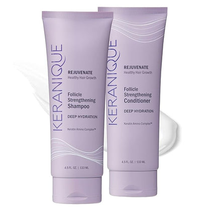 Keranique Hydrating Shampoo and Conditioner Set - Deep Hydration Hair Shampoo and Conditioner for Repairing Natural Moisture with Keratin - Sulfate-Free Intense Hydrator for Dry, Thin, Damaged Hair