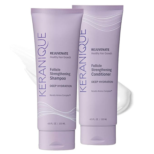Keranique Hydrating Shampoo and Conditioner Set - Deep Hydration Hair Shampoo and Conditioner for Repairing Natural Moisture with Keratin - Sulfate-Free Intense Hydrator for Dry, Thin, Damaged Hair