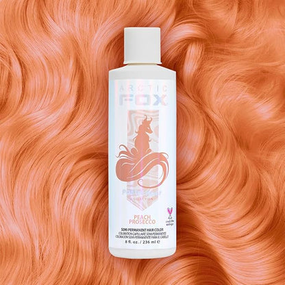 Arctic Fox Semi-Permanent Hair Dye, Vegan & Cruelty-Free, Ammonia-Free, Conditioning, Long Lasting, Pastel Peach Prosecco Color for Platinum Hair, 8 Fl Oz