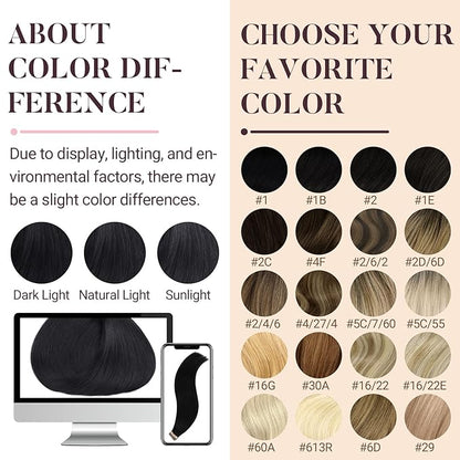 MAXITA Tape in Hair Extensions Human Hair Jet Black 20 Inch Hair Extensions Real Human Hair Invisible Tape in Extensions Seamless Remy Extensions for Women 50g 20pcs