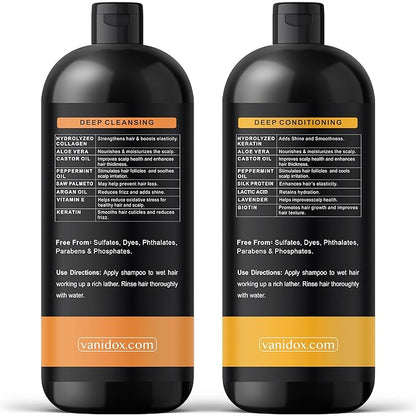 Tea Tree Oil Shampoo and Conditioner Set with Biotin, DHT Blockers, Itchy Scalp Relief, Supports Thicker-Looking Hair, Cleanses Dandruff & Buildup, For Men & Women, Made in USA, 16 fl oz Each