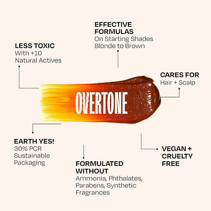 oVertone Daily Color Depositing Conditioner for Dyed & Natural Hair - 4.5oz Temporary Coloring with Shea Butter & Coconut Oil - Refresh Color & Prevent Fading - Vegan & Cruelty-Free, Golden Copper