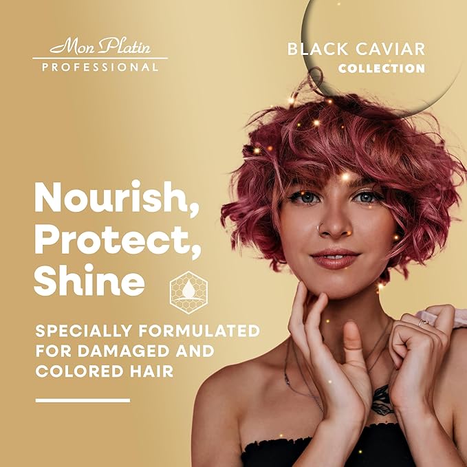 Mon Platin Total Repair Shampoo for Dry and Damaged Hair, Paraben-Free, Color Safe Shampoo for Enhanced Shine and Protection, Enriched with Black Caviar for Dry Colored Hair, 500ml
