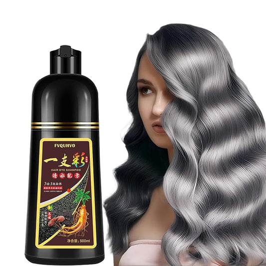 Fvquhvo Silver Hair Dye Shampoo, Hair Color Shampoo for Women Men, Works in Minutes, Long Lasting Silver Hair Dye, Champu Para Canas, Easy to Use at Home 16.90 Fl Oz