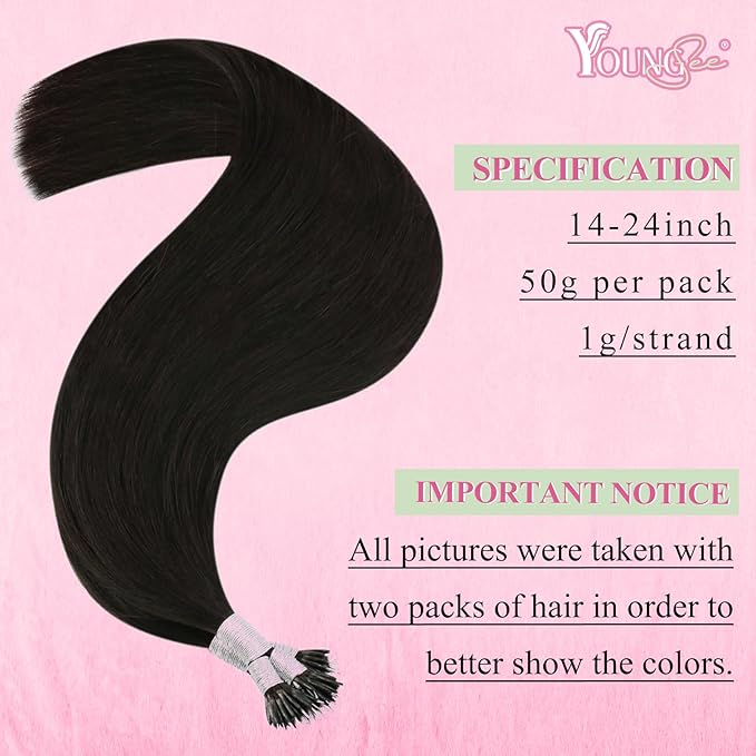 YoungSee Nano Hair Extensions Real Human Hair Dark Brown Nano Bead Hair Extensions Human Hair Darkest Brown Silky 18inch 50s 50g