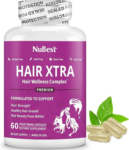 HairXtra - Hair Regrowth Vitamin for Faster Hair Growth - Hair Growth Vegan Capsules - Hair Thickening with Biotin, Zinc, MSM, B Vitamins, Choline - Hair Supplement, Hair Regrowth Capsules - Pack 2