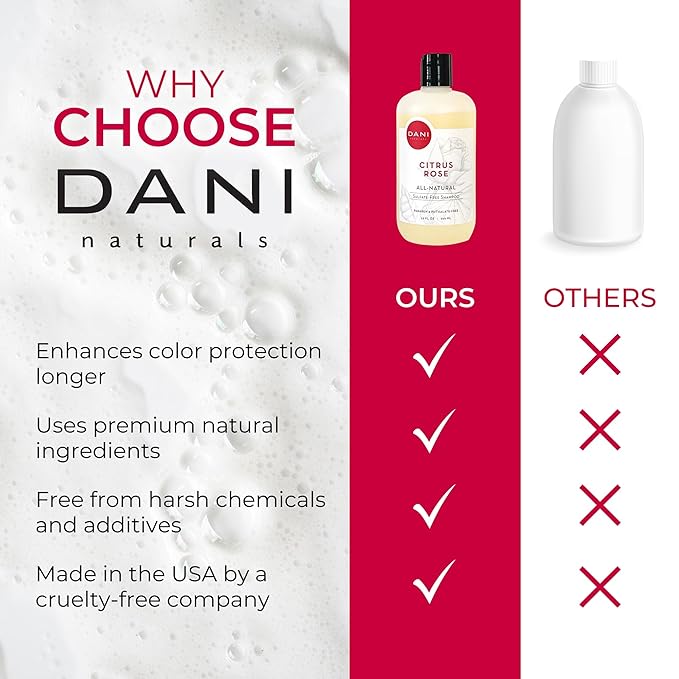 Naturals Shampoo - Citrus Rose Scent is a sulfate-free, vegan, and organic shampoo that deeply moisturizes and nourishes all hair types, including color-treated hair