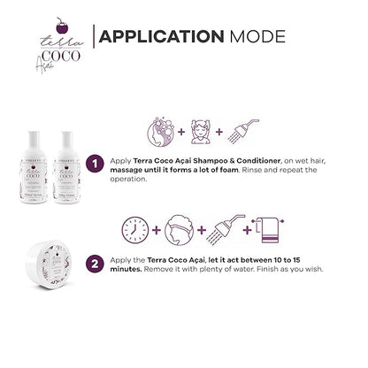 Terra Coco Açai Home Care Purple Toning Shampoo & Conditioner | Vegan | Moisturizing and Nourishing Line for Bleached Depigmented Hair