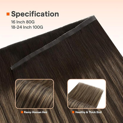 Full Shine Butterfly Weft Hair Extensions Human Hair Double Side Weft Extensions Color Dark Brown Mixed Light Brown Genius Weft Hair Extensions 20 Inch Pu Hole Weft 100 Grams