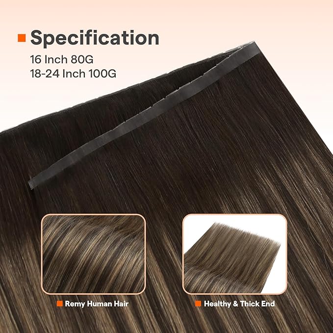 Full Shine Butterfly Weft Hair Extensions 22 Inch Invisible Weft Human Hair Pu Hole Weft For Women Color 2/8/2 Dark Brown To Light Brown Invisible Weave Bundles 100 Grams