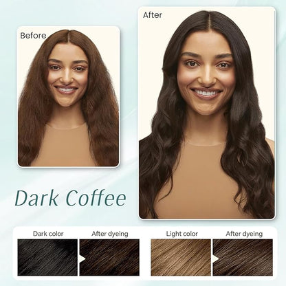 Brown Hair Dye Shampoo 3 In 1, Instant Tea Tree Hair Color Shampoo Hair Dye for Women Men Dark Coffee, Champu Para Canas for Gray Reducing All Hair Types, Easy Use Last 3-4 Weeks Root Touch Up, 500 ml
