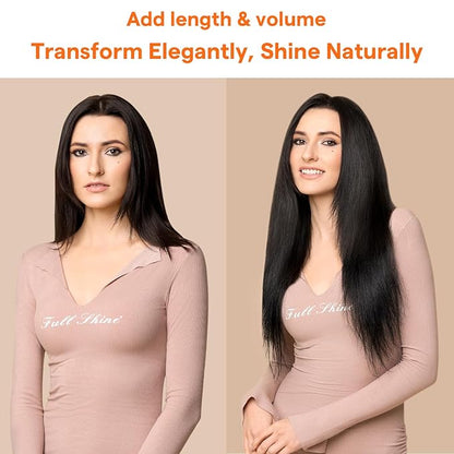 Full Shine Weft Human Hair Brown Sew in Real Hair Extensions #2 Dark Brown Weft Extensions Real Bundles for Women 105g 20 Inch