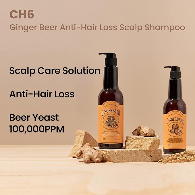Ginger Beer Hair & Scalp Care Shampoo - for hair loss | Recover Damaged Scalp, Rich with German Beer Yeast for Hair Regrowth and Thickening, Thinning hair, Sulfate free, 16.9 fl oz