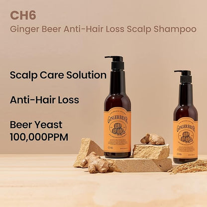Ginger Beer Hair & Scalp Care Shampoo - for hair loss | Recover Damaged Scalp, Rich with German Beer Yeast for Hair Regrowth and Thickening, Thinning hair, Sulfate free, 16.9 fl oz