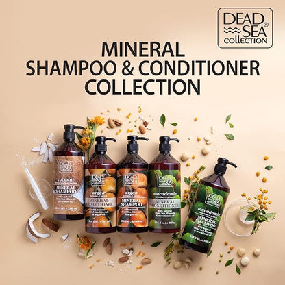 Dead Sea Collection Shampoo and Conditioner Set with Macadamia Oil – Hydrating Softening Hair Products with Dead Sea Minerals for All Hair Types – Set of 2 Bottles (33.8 & 30.6 Fl. Oz.)