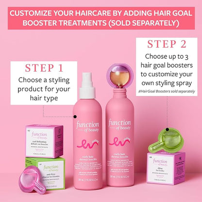 FUNCTION OF BEAUTY Curls With Benefits Detangle, Define & Shine Spray for Curly Hair, 7 oz Each (2-Pack) - Use as Detangler or Styler, With Coconut Oil, Vegan Squalane, & Castor Oil