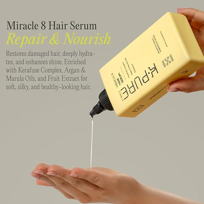 Miracle 8 Keratin Hair Serum by K-Pure, Instant Deep Conditioning Treatment, Sulfate & Paraben Free, Keratin & Argan Oil Growth Formula for Repairing Dry, Damaged Hair, Frizz Control, & Lasting Shine