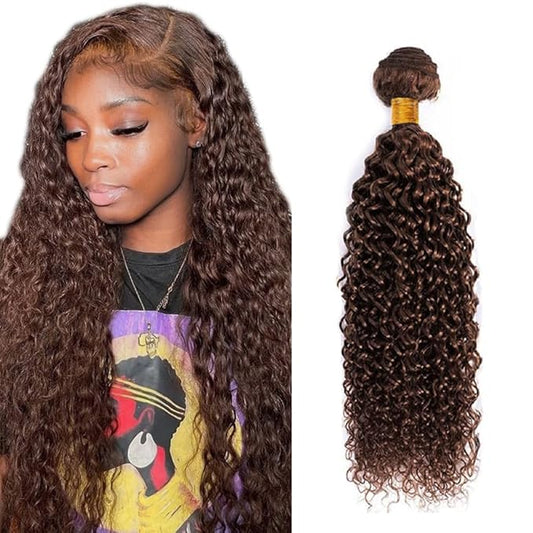 26 Inch Chocolate Brown Kinky Curly Bundles Color 4 Human Hair Bundles Niegmeag Unprocessed Brazilian Virgin Remy Hair Extensions 100g/Pc