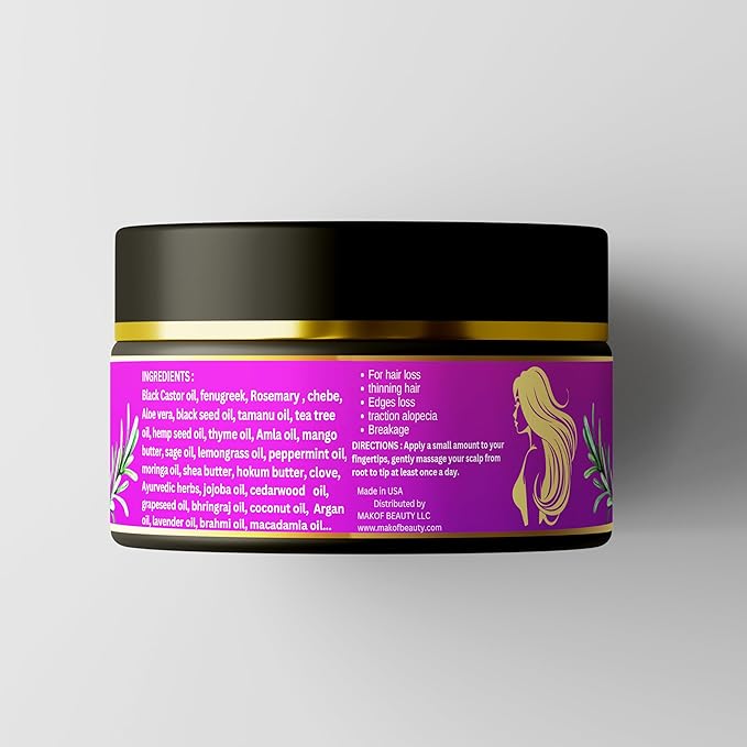 CHEBE MAGIC HAIR GROWTH GREASE, with Organic Chebe from Chad, Rosemary, Moringa leaf and Ayurvedic herbs. Stimulate scalp for Rapid Growth. For All Hair Types 4 oz (120ml)