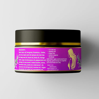 CHEBE MAGIC HAIR GROWTH GREASE, with Organic Chebe from Chad, Rosemary, Moringa leaf and Ayurvedic herbs. Stimulate scalp for Rapid Growth. For All Hair Types 4 oz (120ml)