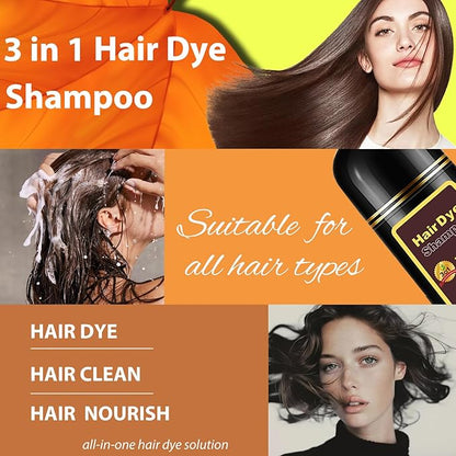 Hair Dye Shampoo 3 in 1, Long-Lasting Hair Color Shampoo with Herbal Ingredients, Instant Magic Hair Dye, Easy Application Shampoo Para Canas for Women Men 16.9 Fl Oz (Purple)