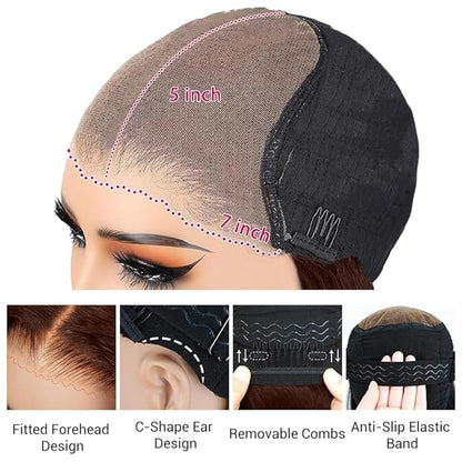 FABA 7x5 Chocolate Brown Curly Wig Human Hair Glueless Wigs Human Hair Pre Plucked Pre Cut 200% Density Brown Deep Wave Wig For Women #4 Short Curly Bob Wigs 10 Inch