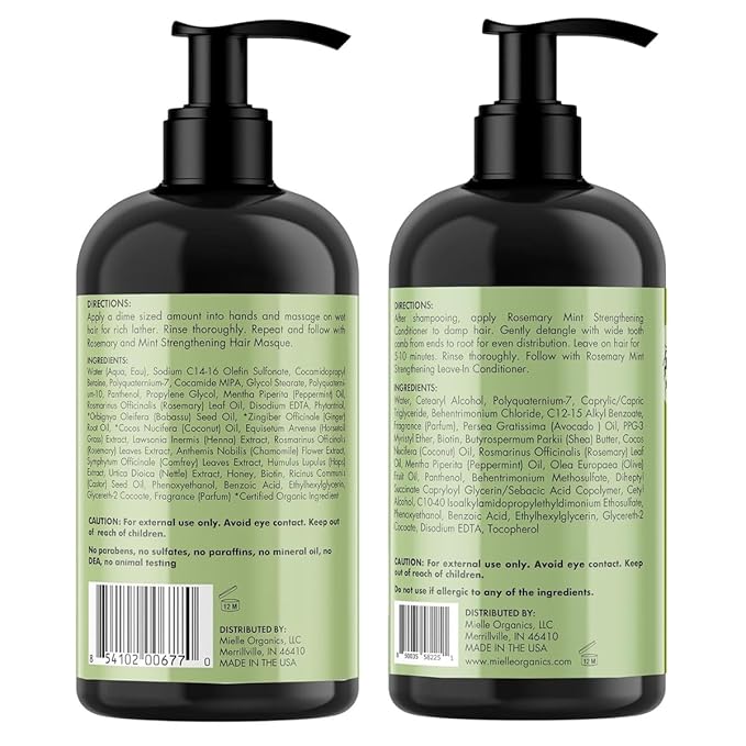 Mielle Men's Grooming Bundle Rosemary Mint - 5-Piece Complete Routine - Biotin-Infused Shampoo, Conditioner, Scalp & Hair Oils, Hair Quenching Pomade
